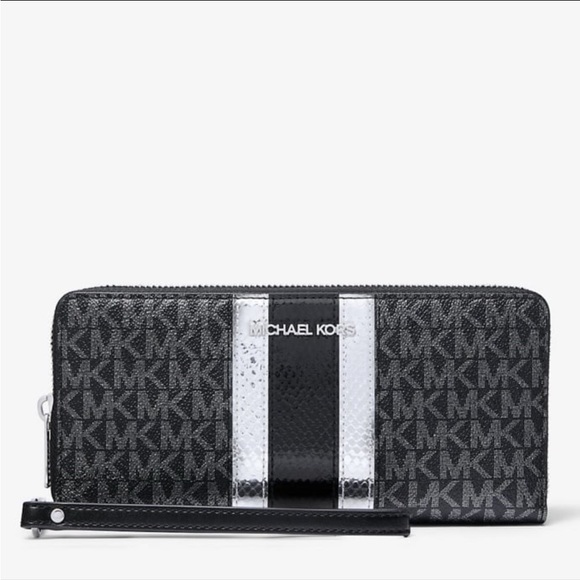Michael Kors Jet Set Travel Large Signature
Logo and Metallic Continental Wallet - Picture 1 of 2